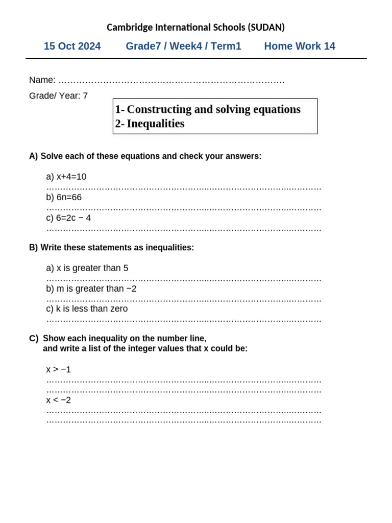 G7 - HW - Term1 - Tuesday - 15 Oct 2024 - W4 | PDF