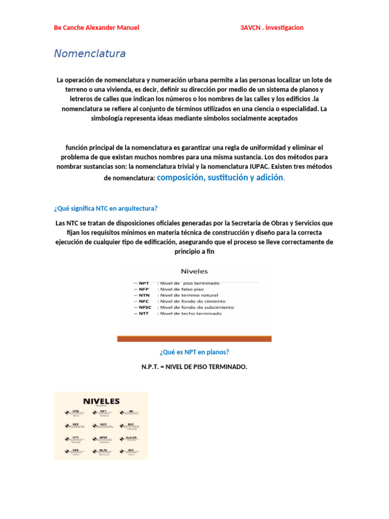 Nomenclatura Modulo 1, Be Canche Alexander 3avcn | PDF | Dibujo