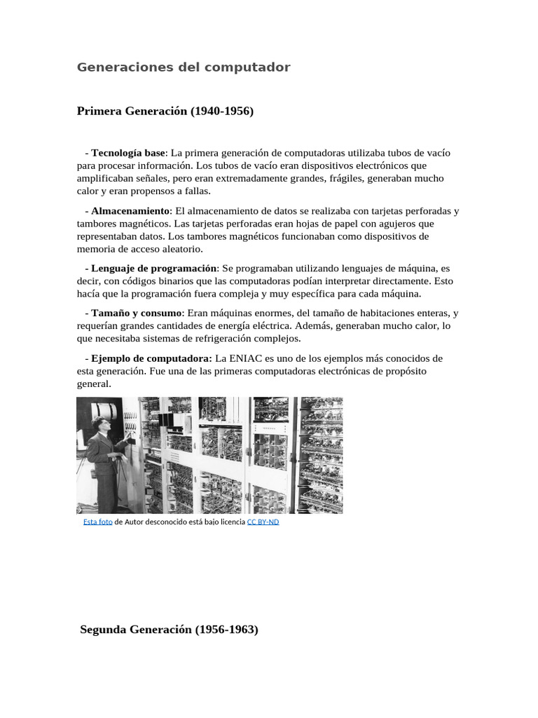 Generaciones Del Computador | PDF | Almacenamiento de datos de la ...