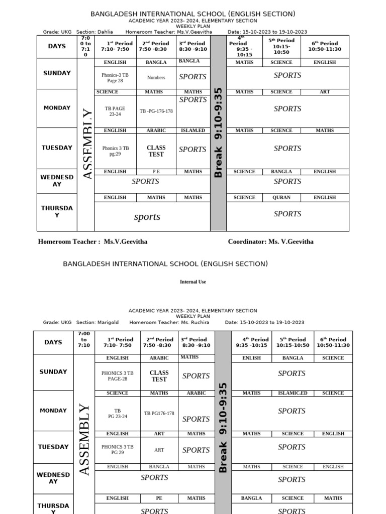 Sports Week Weekly Plan PDF | PDF | Schools
