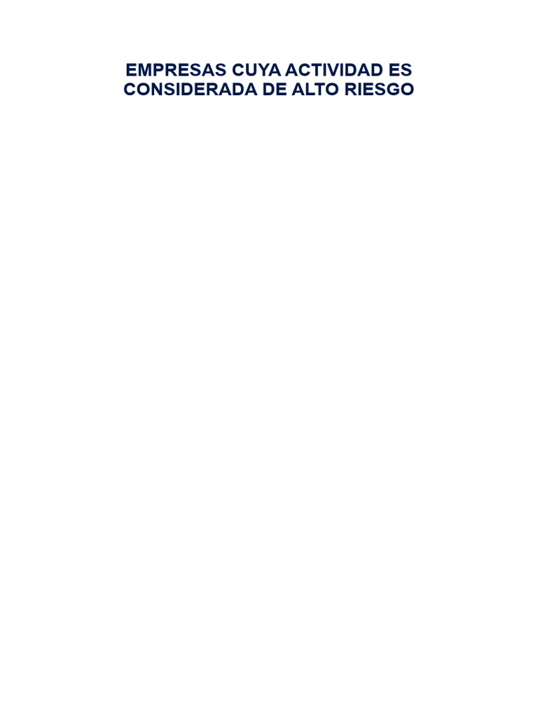 Empresas Cuya Actividad Es Considerada de Alto Riesgo | PDF | Ciencia y ...