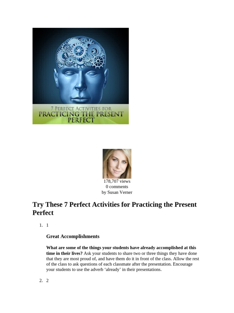 Engaging Activities for Present Perfect | PDF | Verb | Grammatical Tense