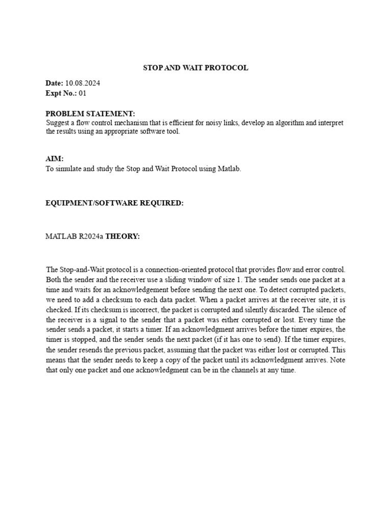 Stop - and - Wait - Protocol (1) (2) - 1 | PDF | Computer Standards ...