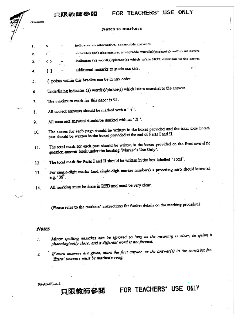 1996 UE Section A Marking | PDF