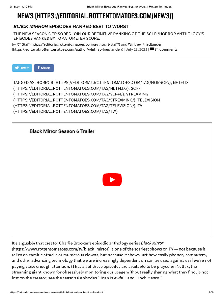 Black Mirror Episodes Ranked Best to Worst _ Rotten Tomatoes PDF