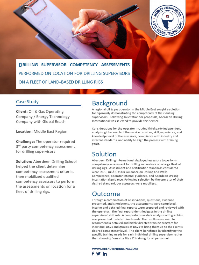 Case Study 9 - Drilling Supervisor Assessments | PDF | Oil Well