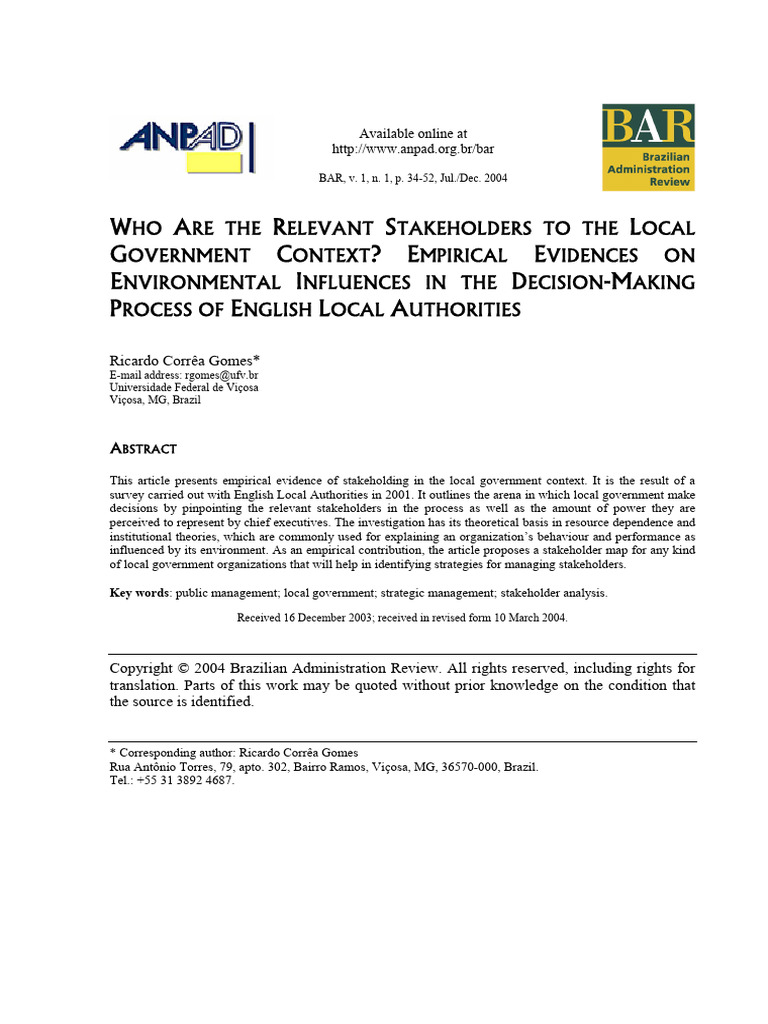 Who Are The Relevant Stakeholders To The Local Gov | PDF | Theory ...