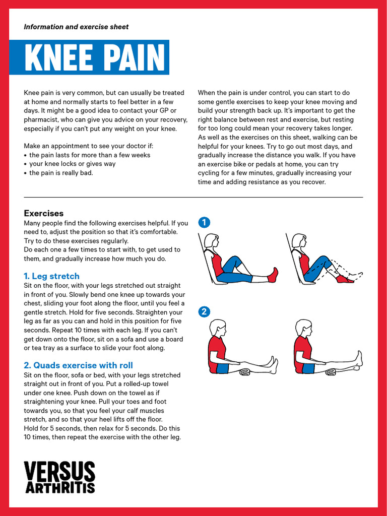 Knee Pain Relief: Exercise Guide | PDF | Knee | Foot