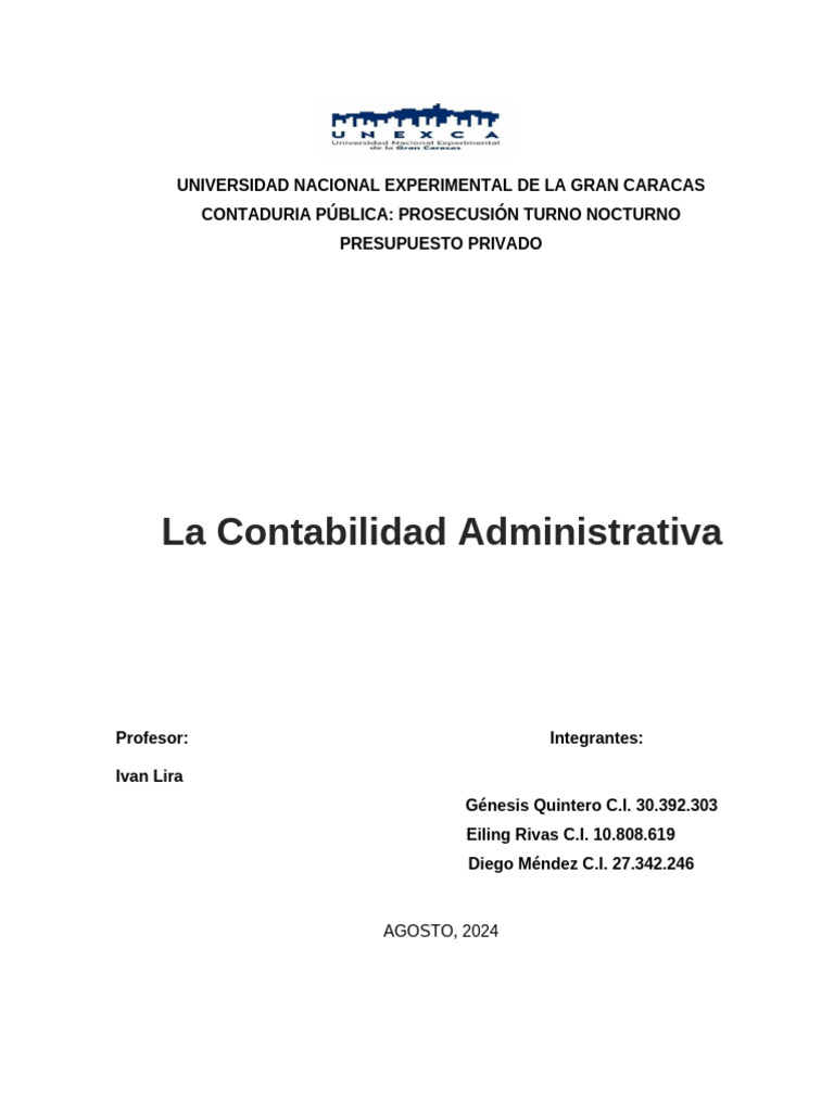 La Contabilidad Administrativa Pdf Presupuesto Business