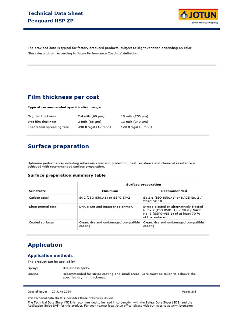 TDS 20920 Penguard HSP ZP Eng US - Part2 | PDF | Coating | Physical ...