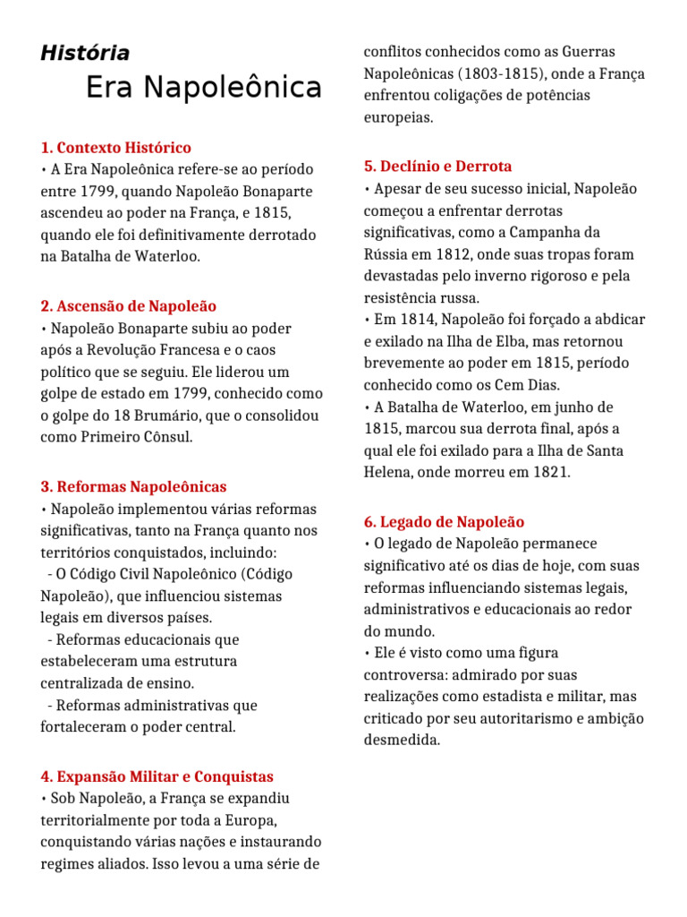 Resumo da Era Napoleônica | PDF | Napoleão | Primeiro Império Francês