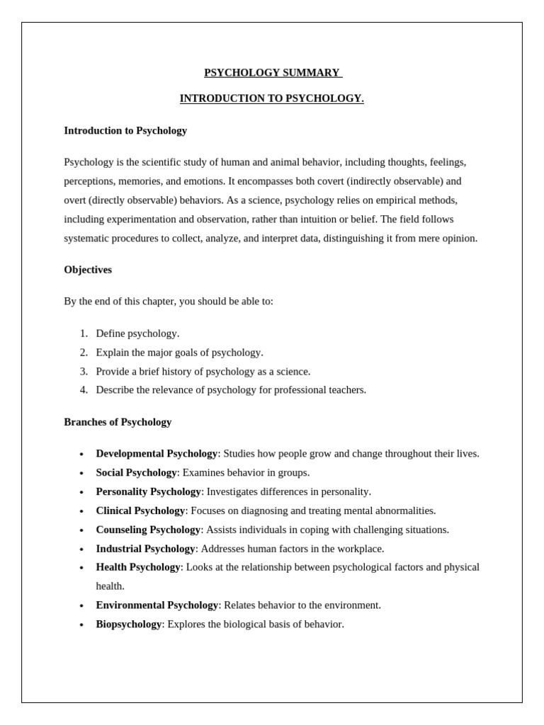 Overview of Psychology and Its Branches | PDF | Motivation | Motivational