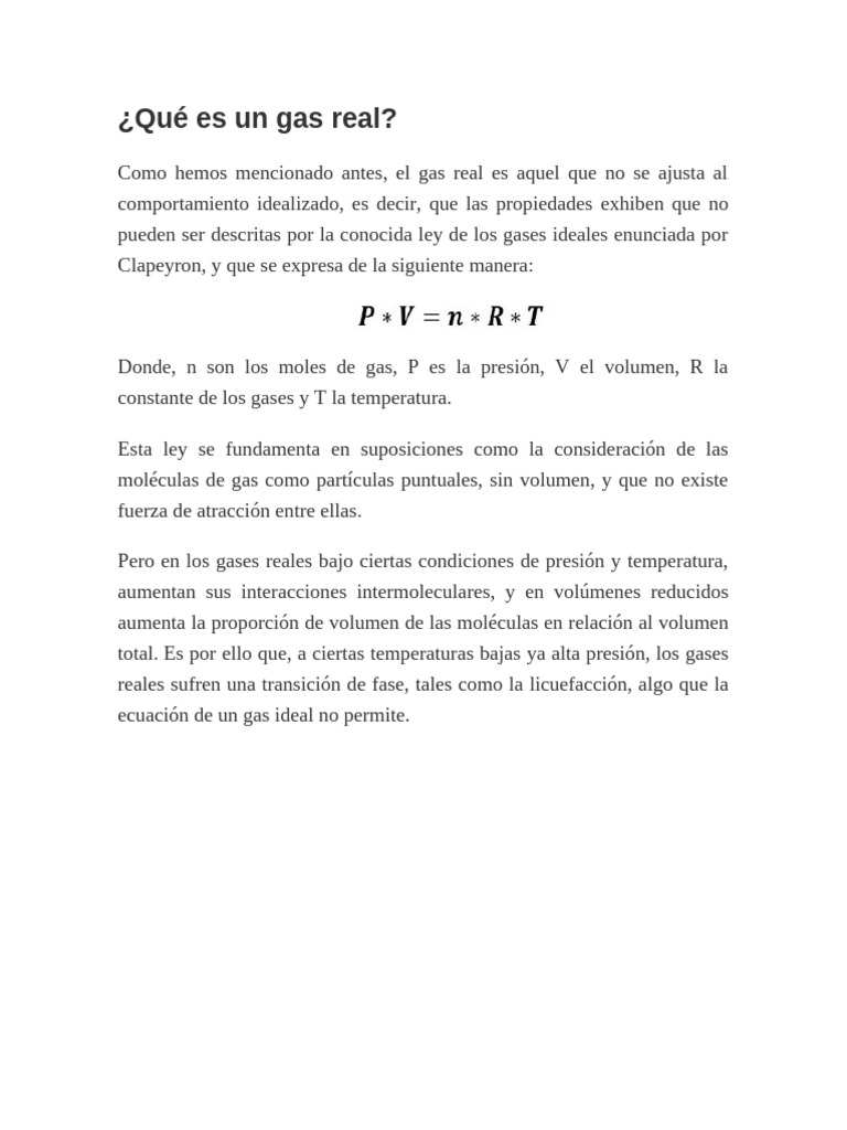 Qué Es Un Gas Real | PDF | Gases | Ciencias fisicas