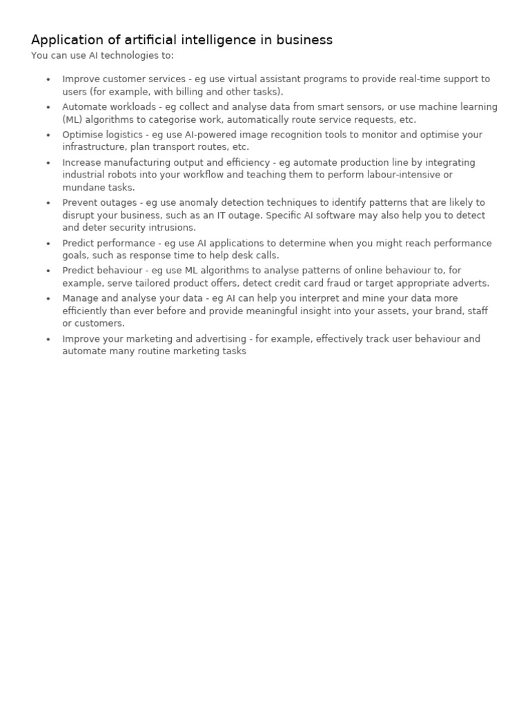 AI Applications in Business Management | PDF | Artificial Intelligence ...