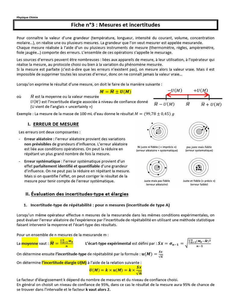 Mesures et Incertitudes en Physique | PDF | Erreur de mesure | Écart type