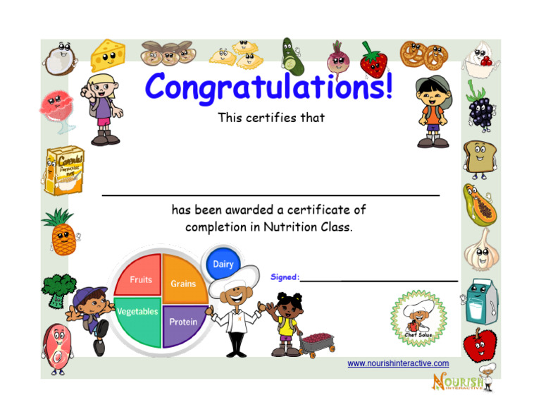 Kids active healthy nutrition nutrition certificate pdf wellness