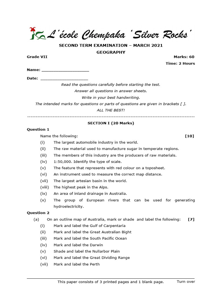 Grade 7 Geography Icse Pdf Australia Europe