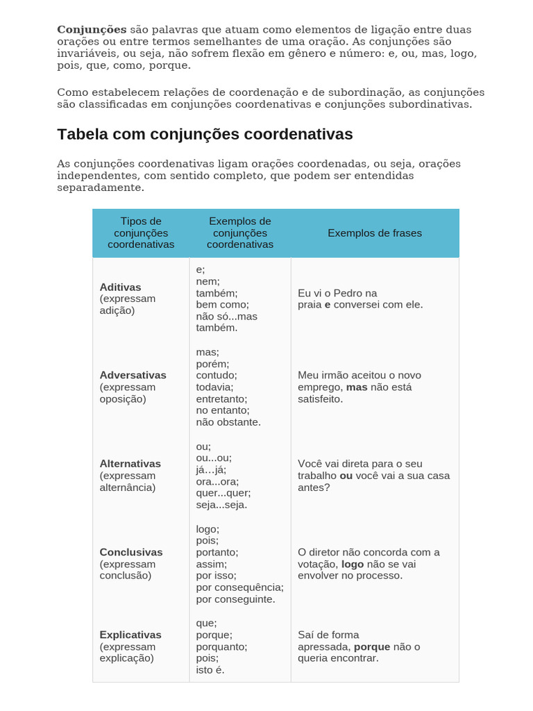 Conjunções | PDF | Sintaxe