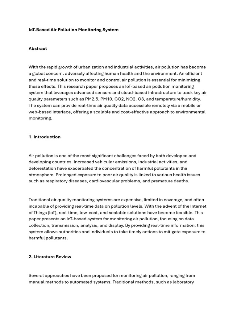 IoT Air Quality Monitoring System | PDF | Internet Of Things | Wireless ...