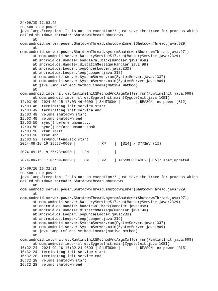 Android Shutdown and Reboot Logs | PDF | Java (Programming Language ...