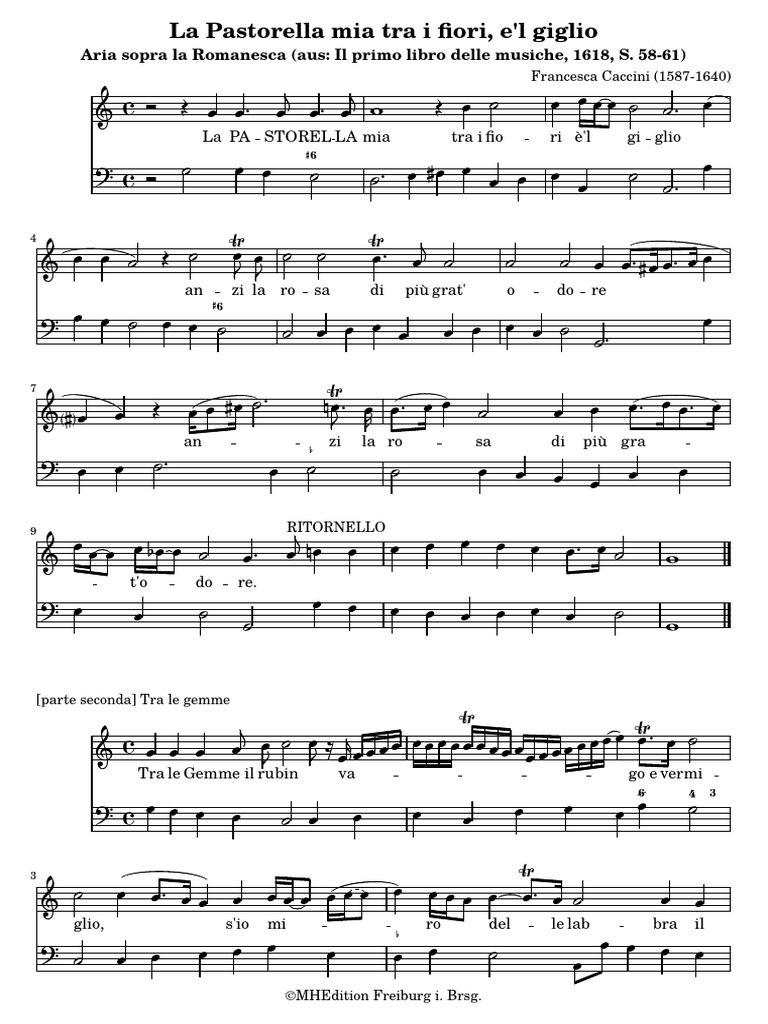 IMSLP578049 PMLP930427 Francesca Caccini 1587 1640 La Pastorella | PDF