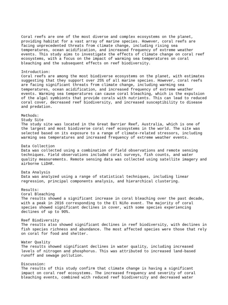 Climate Change Impact on Philippine Corals | PDF | Coral Reef | Climate ...