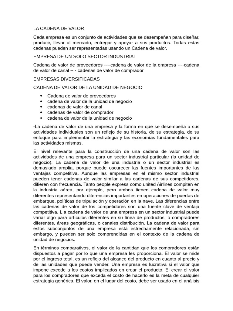 Cadena de Valor y Ventaja Competitiva | PDF | Cadena de valor | Business