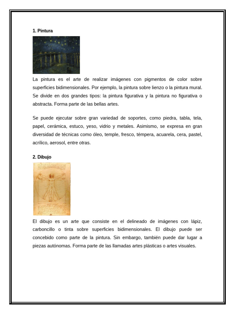 Artes visuales y escénicas: guía completa | PDF | Pinturas | Bailes