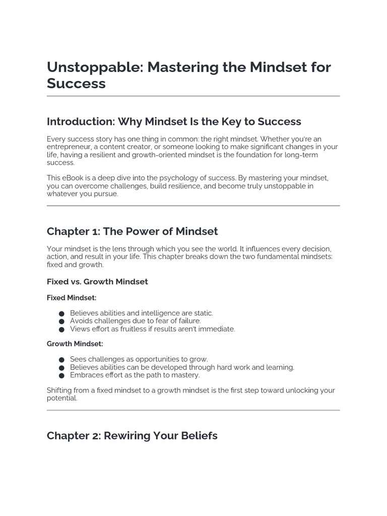 Unstoppable Mindset for Success Guide | PDF | Mindset | Motivational