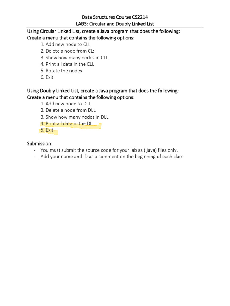 Java Circular & Doubly Linked List Lab | PDF
