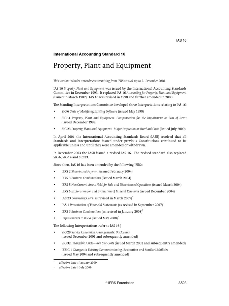 Ias 16 | PDF | International Financial Reporting Standards | Fixed Asset
