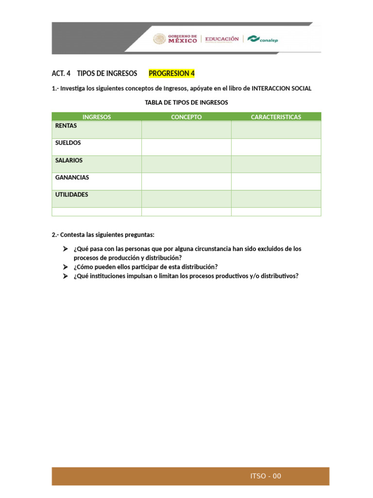 Act. 4 Tipos de Ingreso P-4 | PDF