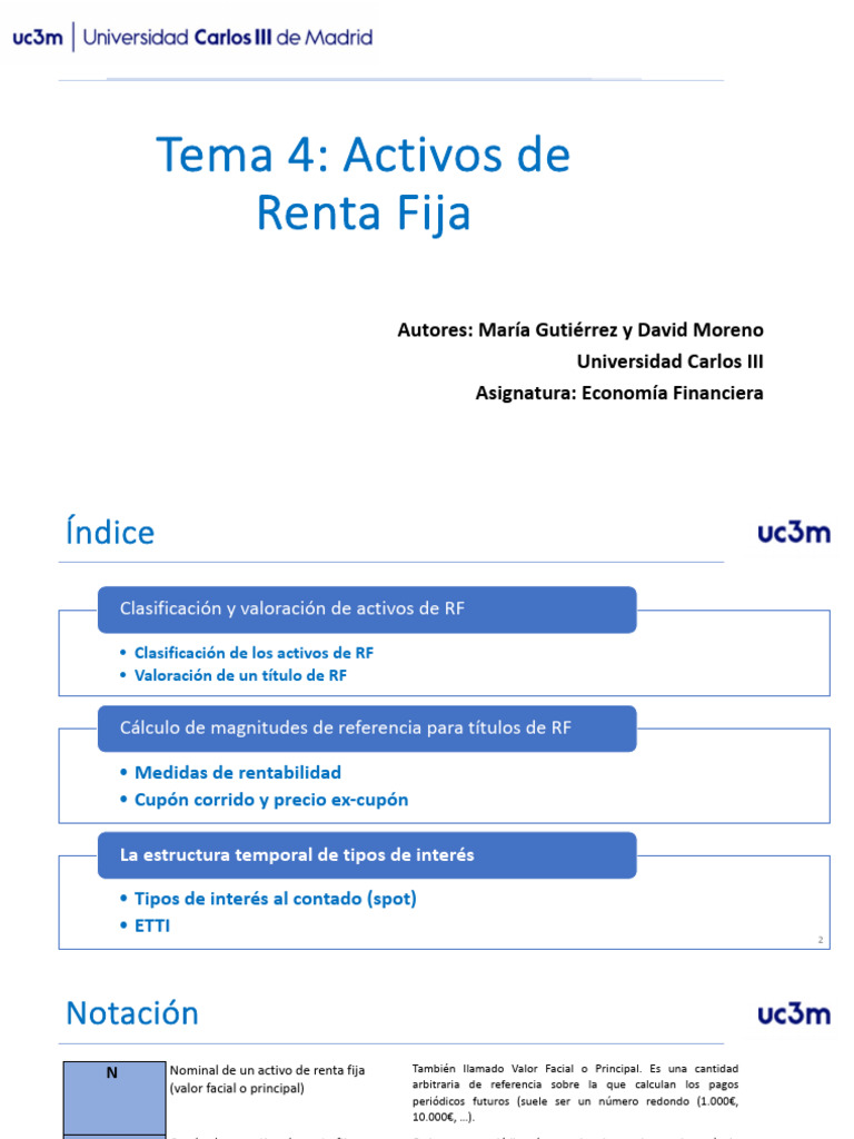 Tema 4 Activos de RF | PDF | Renta Fija | Interés
