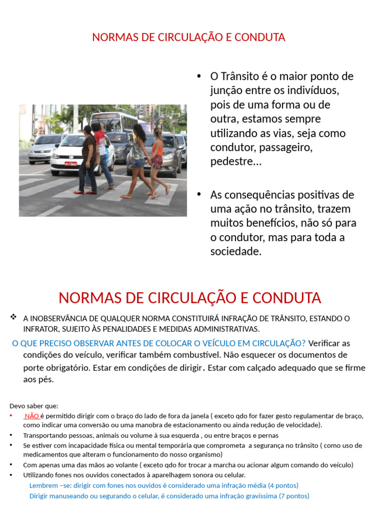Normas de Circulação e Conduta 4 | PDF | Tráfego | Transporte terrestre