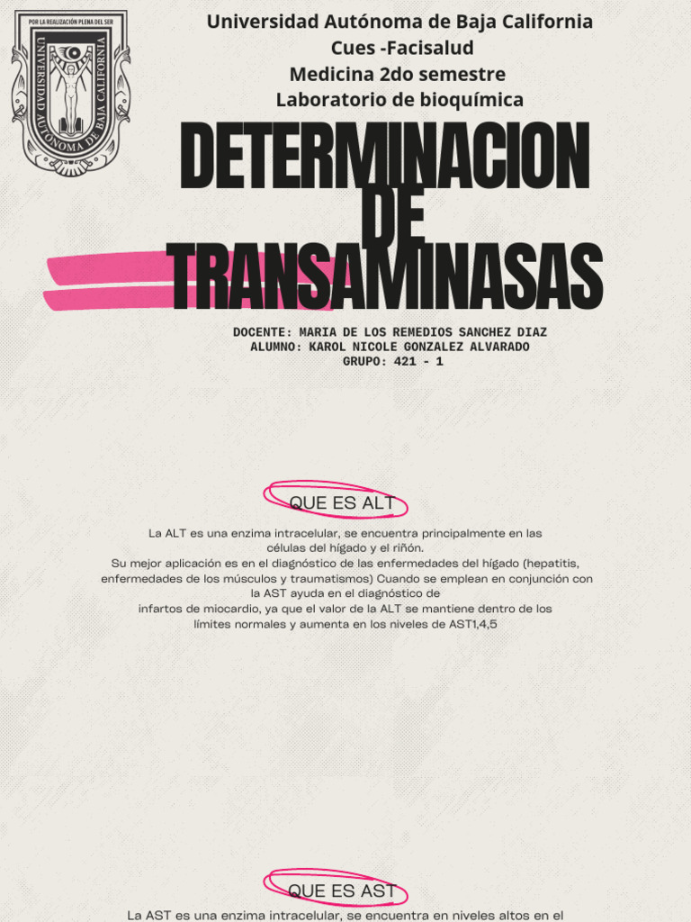 Determinación de Transaminasas AST y ALT | PDF | Transaminasa