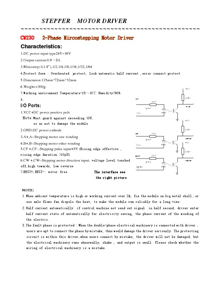 CW230 Microstepping Driver Overview | PDF | Science & Mathematics ...