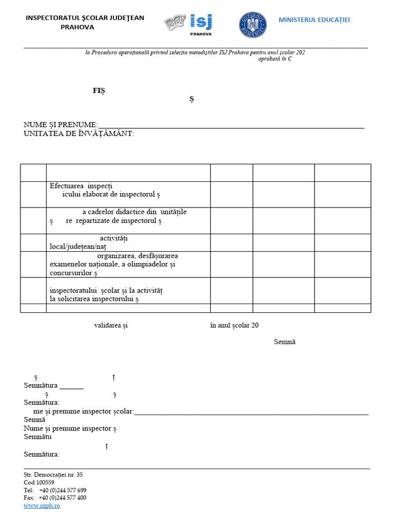 Fisa Autoevaluare Metodisti 2023-2024 | PDF