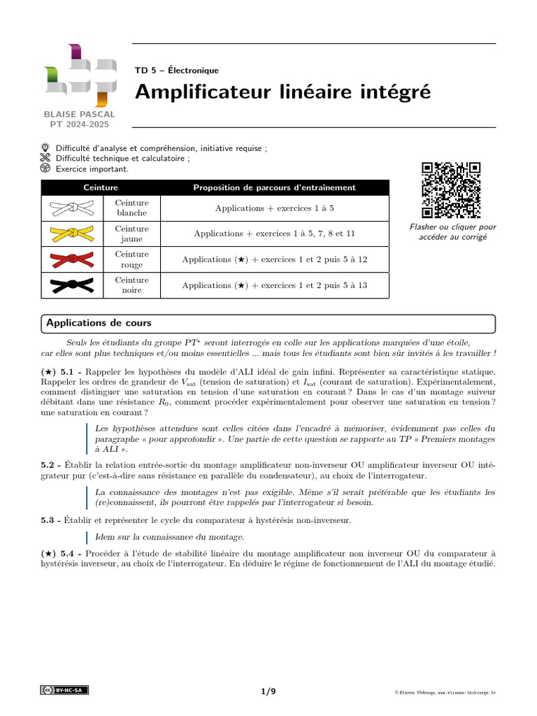 Amplificateurs linéaires intégrés : TD 5 | PDF | Filtre (électronique ...