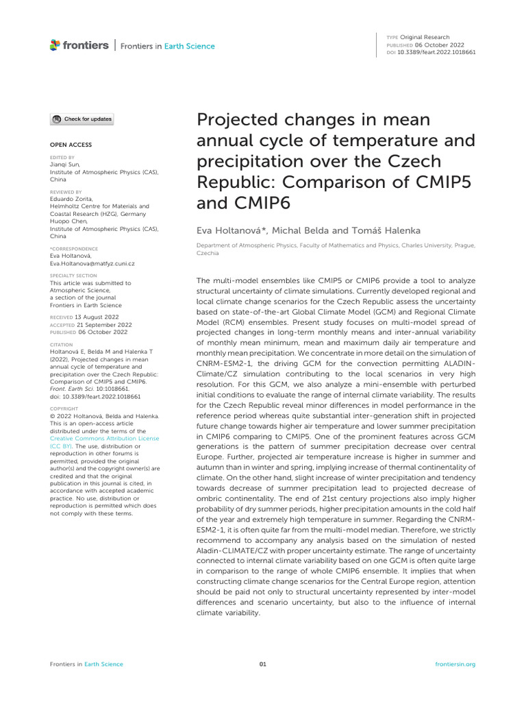 Projected Changes in Mean Annual Cycle of Temperat 3 | PDF | General ...
