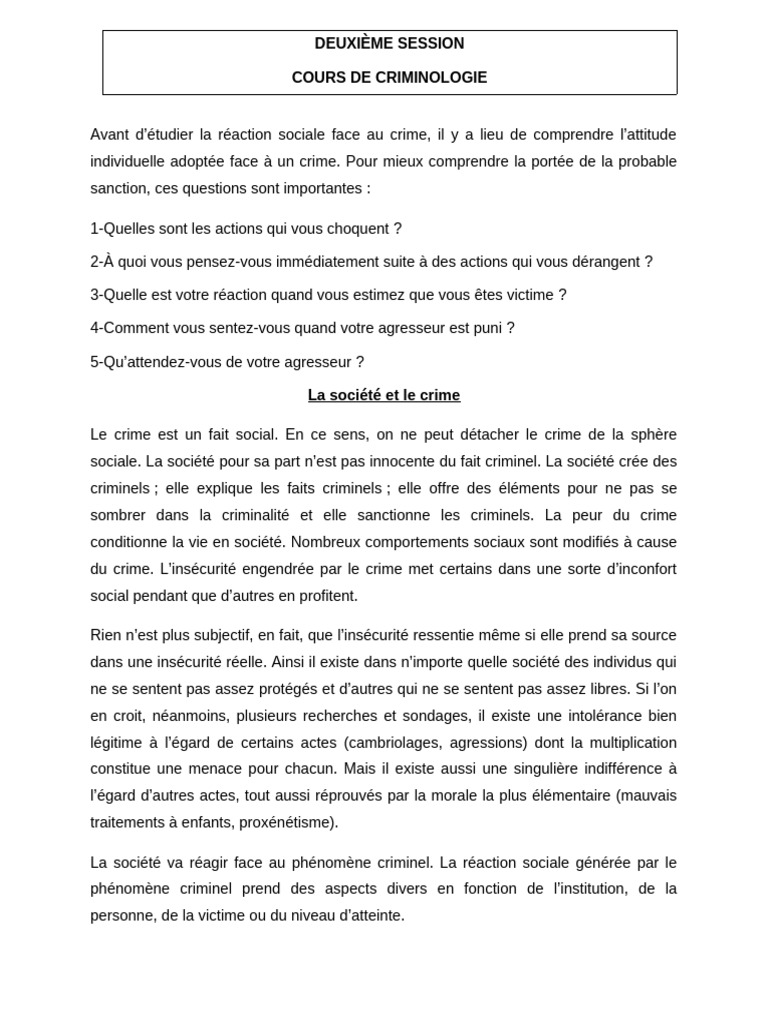 Comprendre la réaction sociale au crime | PDF | Crimes | Crime et violence