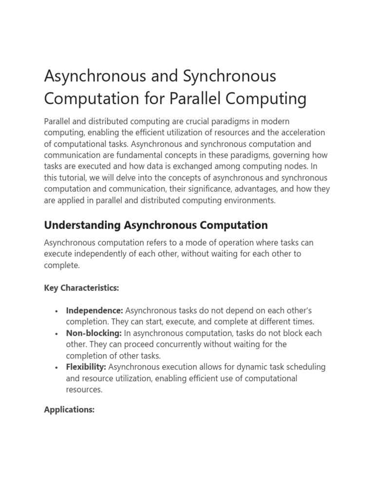 Asynchronous vs Synchronous Computing | PDF | Distributed Computing ...