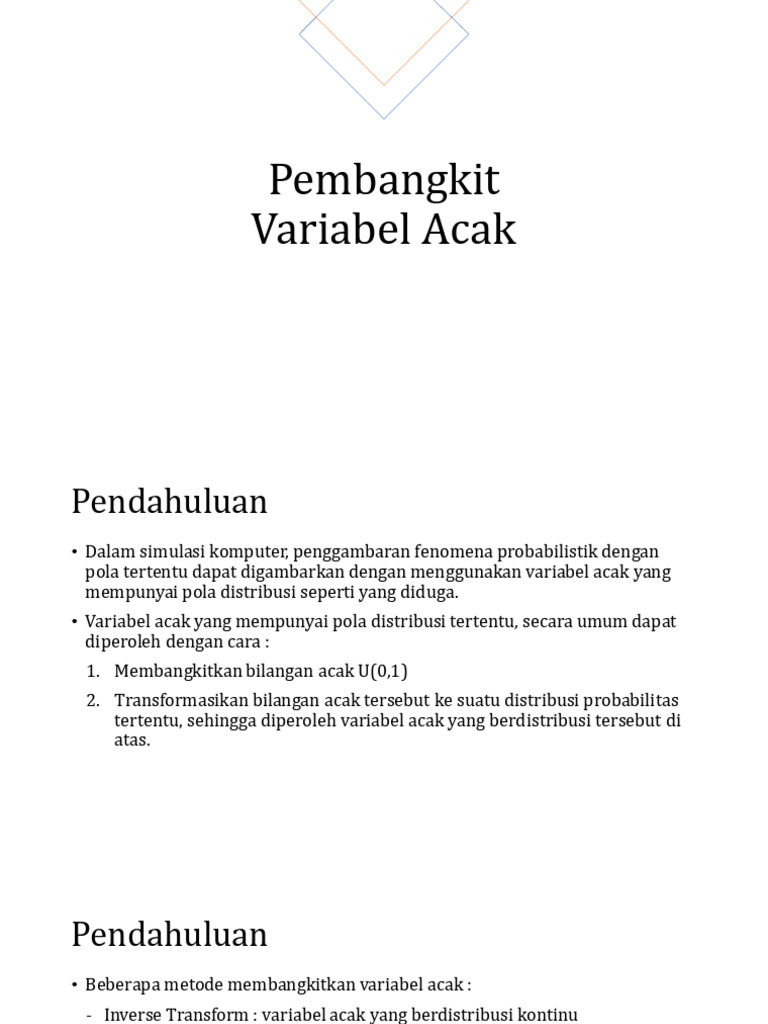 Metode Membangkit Variabel Acak | PDF