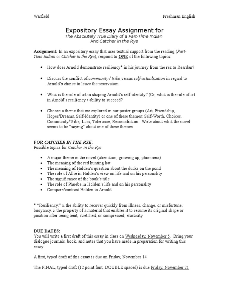 Expository essay assignment sheet image