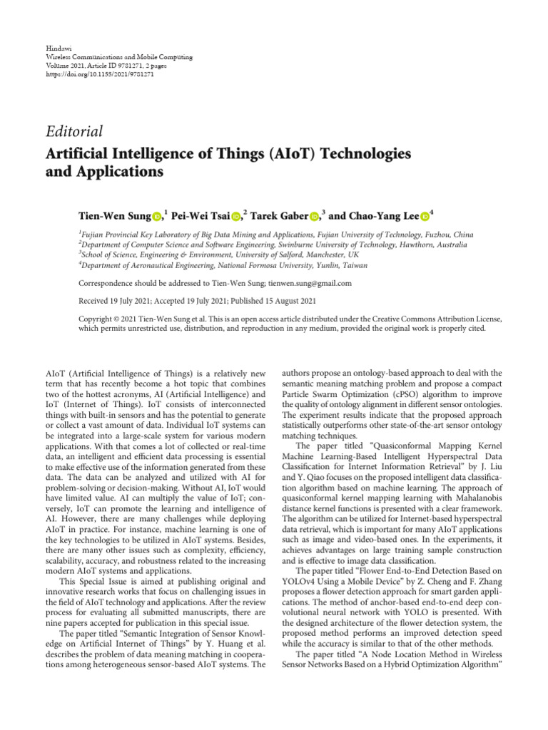 Artificial Intelligence of Things AIoT Technologie | PDF | Internet Of ...