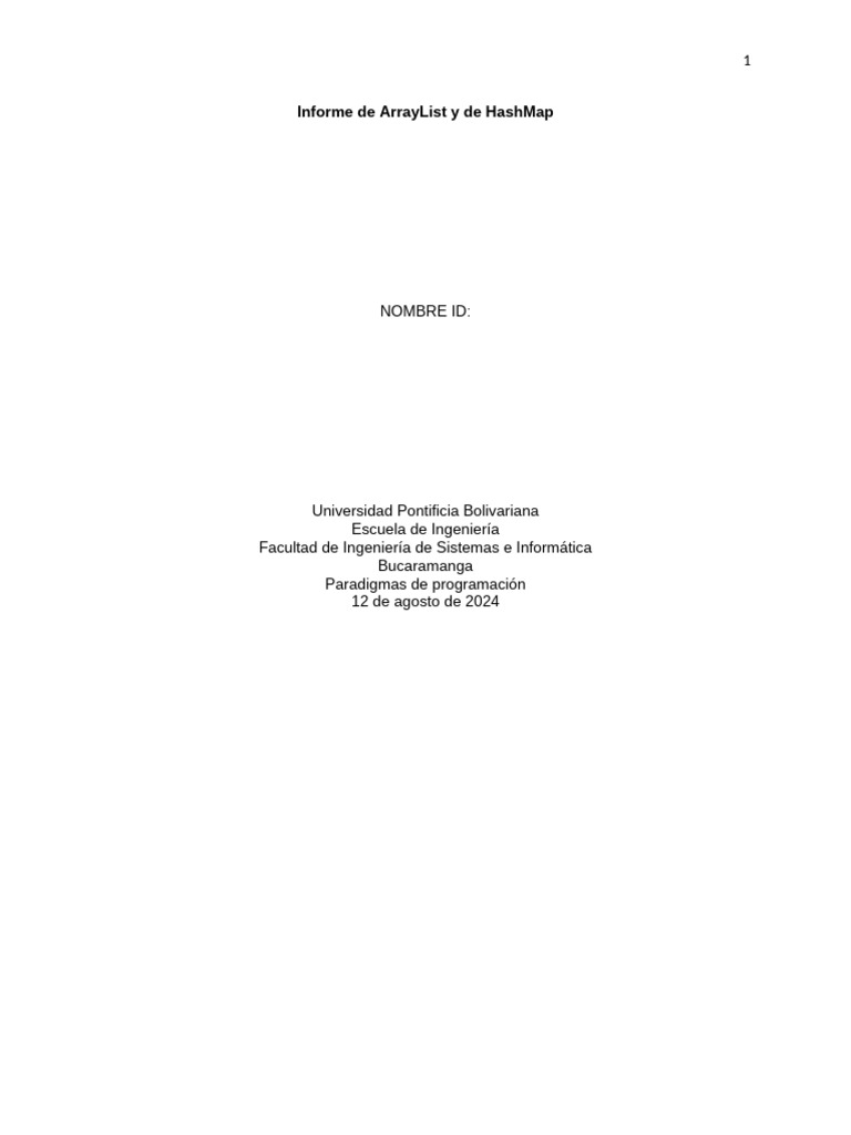 Informe sobre ArrayList y HashMap | PDF | Java (lenguaje de ...