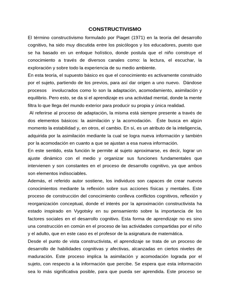 CONSTRUCTIVISMO | PDF | Constructivismo (filosofía de la educación ...