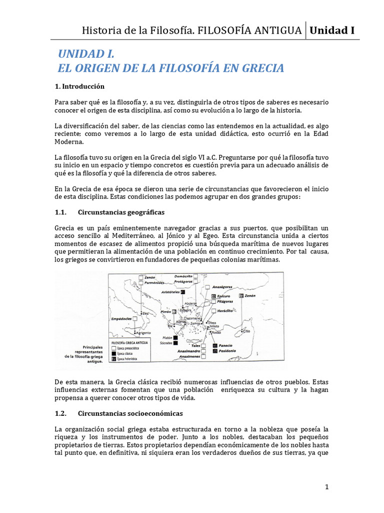Unidad I El Origen De La Filosofia En Grecia Pdf Pitágoras