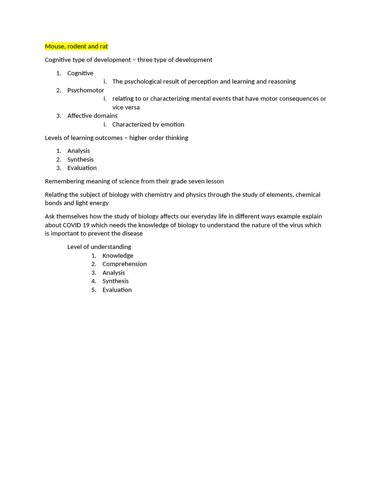 Cognitive Type of Development | PDF