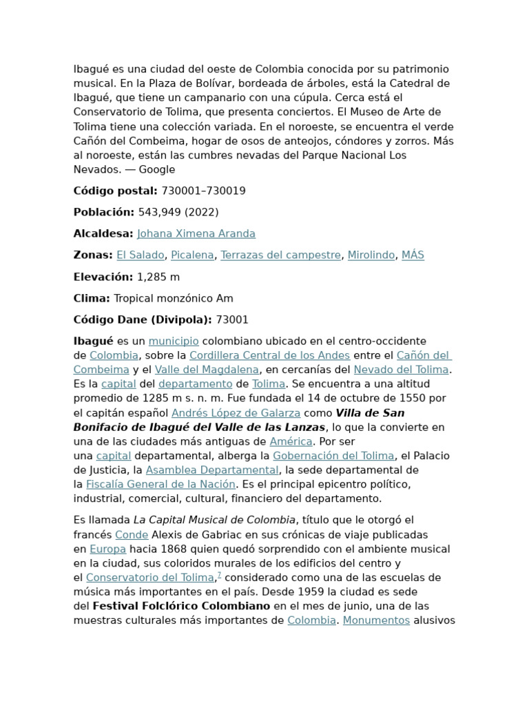 Ibagué: Capital Musical de Colombia | PDF
