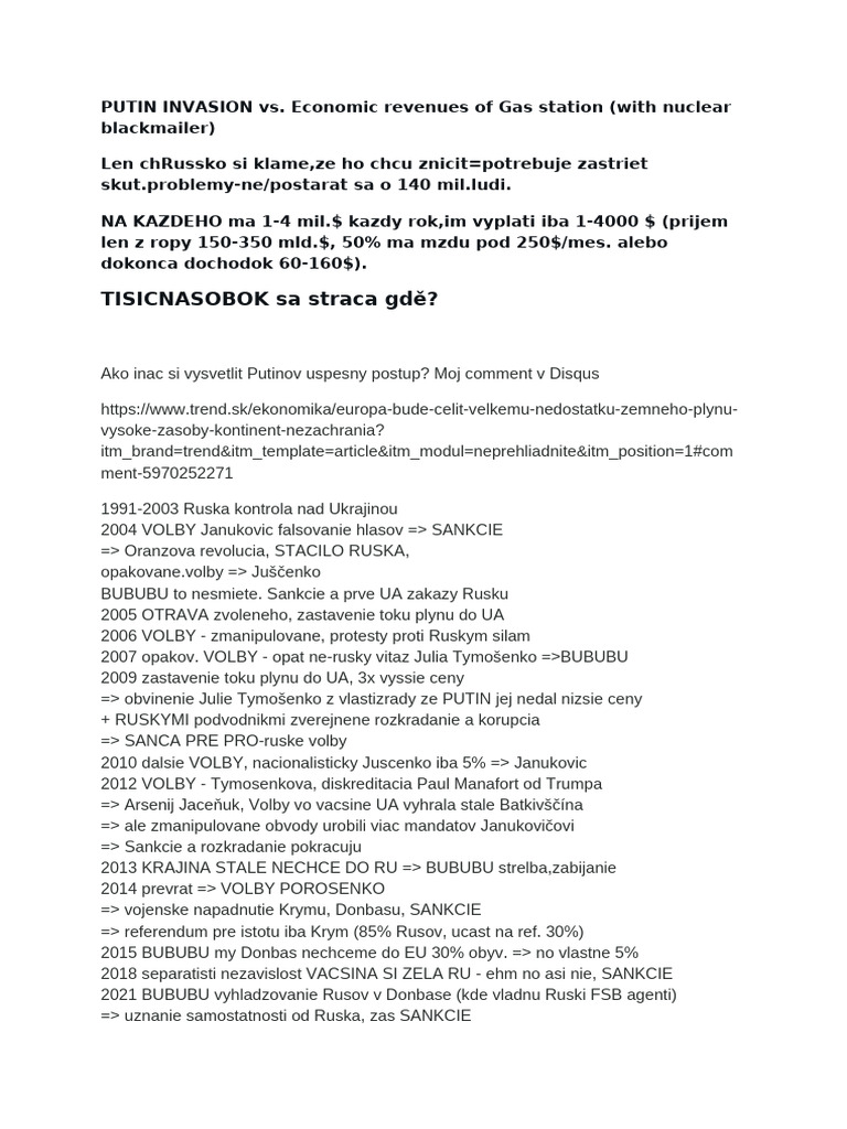 Rusko Ropa A Vojny Strategicke Vyhry Putina - Ako Inac Si Vysvetlit ...
